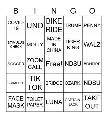 Quarantine Bingo Card