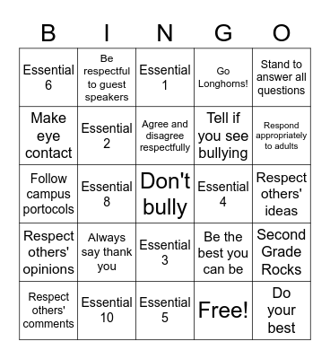 Essential 10 Bingo Card