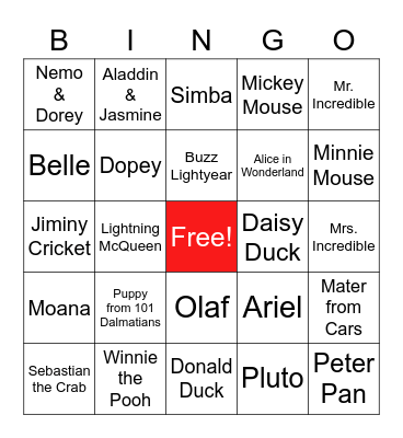Disney Bingo - Olsen Style! Bingo Card