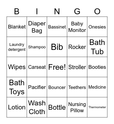 Babyshower Bingo Card