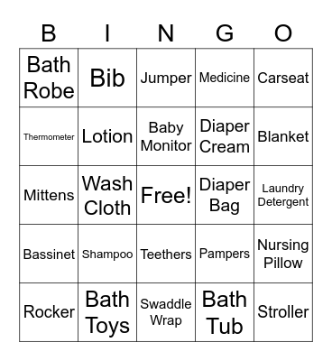 Babyshower Bingo Card