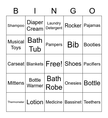 Babyshower Bingo Card