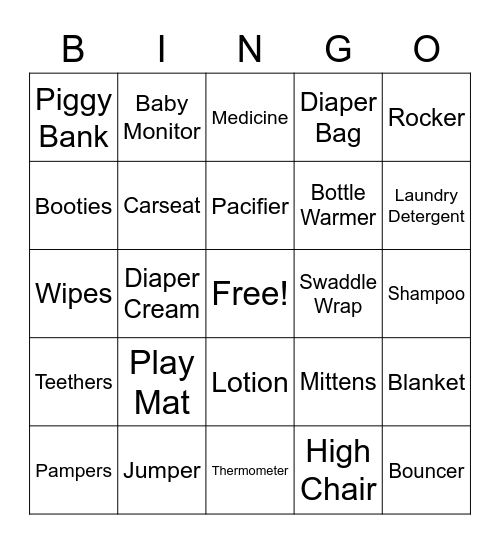 Babyshower Bingo Card