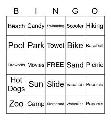 SUMMERTIME Bingo Card