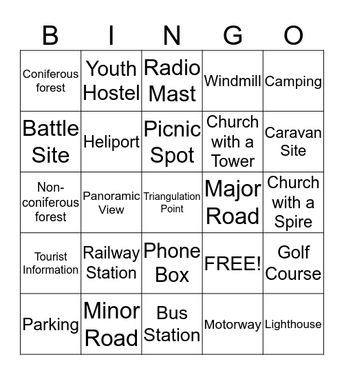 Map Symbol Bingo Card