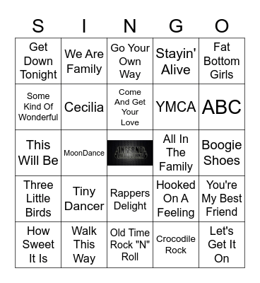 1970's SINGO Bingo Card