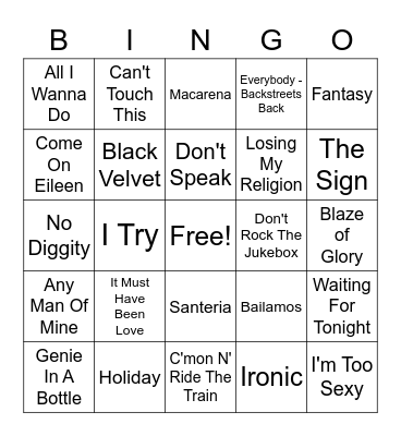 1990's Bingo Card