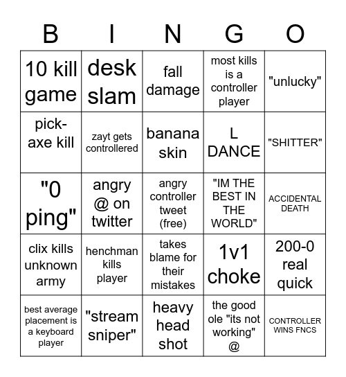 NAE FNCS SOLO FINALS Bingo Card