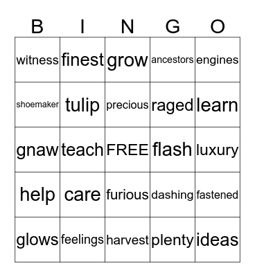 Unit One Review Bingo Card