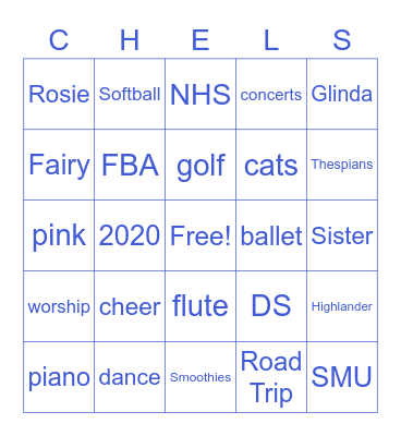 Chelsea Bingo! Bingo Card