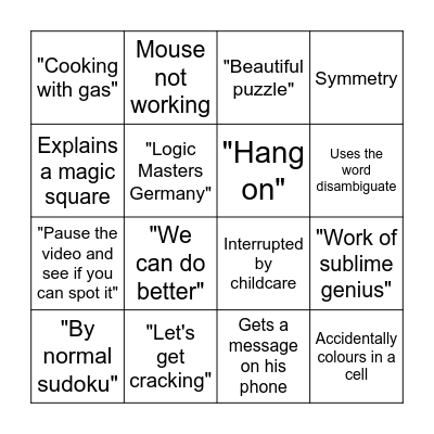 "Simon Says" - Cracking the Cryptic Bingo Card