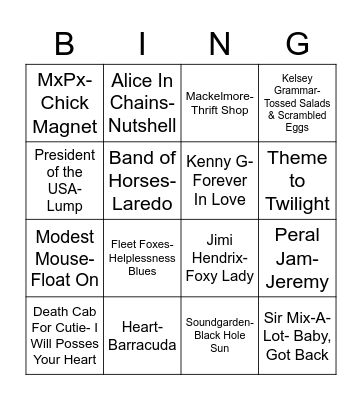 Total-Quiz.com Presents Radio Bingo: Emerald City Bingo Card