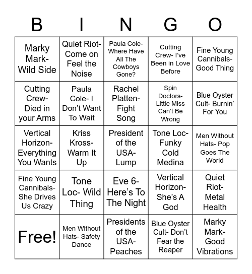 Total-Quiz.com Presents Radio Bingo: You Too Bingo Card