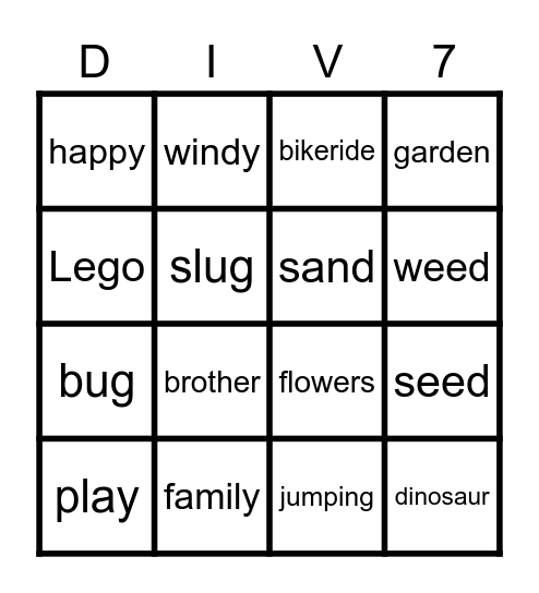 Friendship Bingo Card