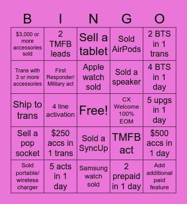 Back to the Basics Bingo Card