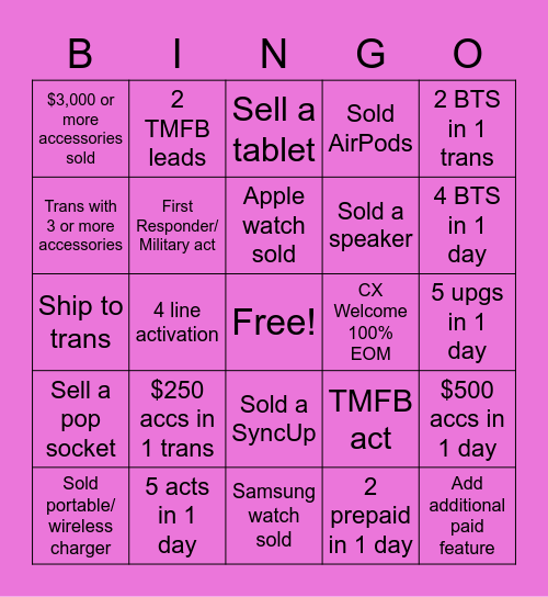 Back to the Basics Bingo Card