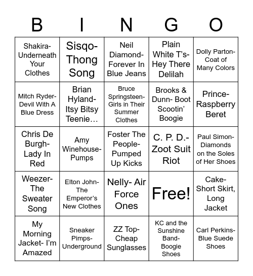 Total-Quiz.com Presents Radio Bingo: Fashion Bingo Card