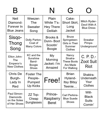 Total-Quiz.com Presents Radio Bingo: Fashion Bingo Card