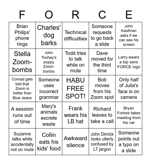 UN-OFFSITE BINGO Card