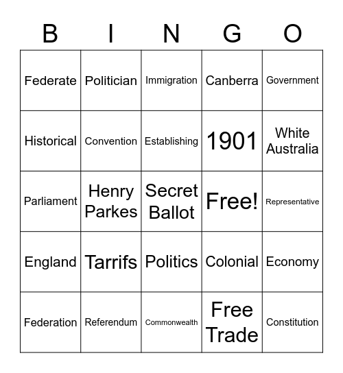 Federation Bingo Card