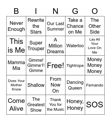 Movie Musicals Bingo Card