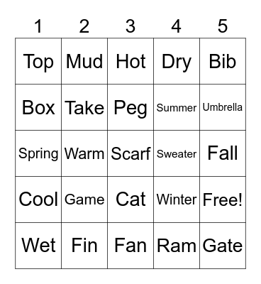 BIG SHOW BINGO UNIT 1 Bingo Card