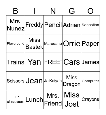 Question BINGO Card