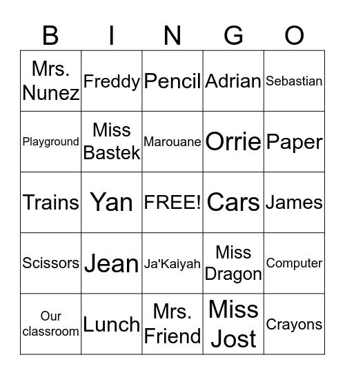 Question BINGO Card