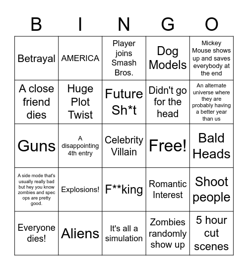 Call of Duty BINGO Card