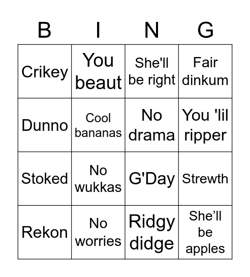 Slang Bingo