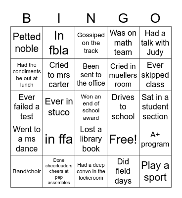Sherwood Bingo Card