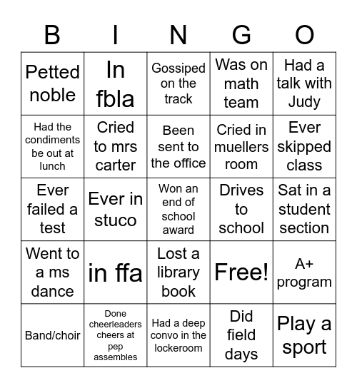 Sherwood Bingo Card