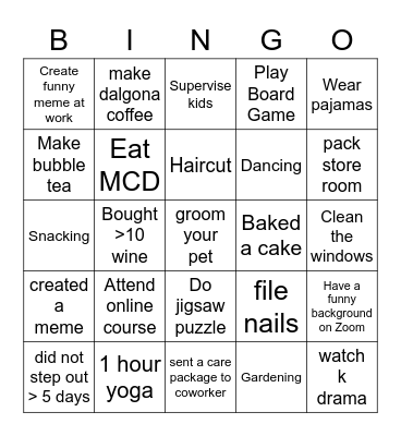 Virtual Bingo Card