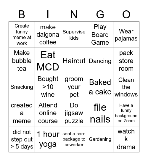 Virtual Bingo Card