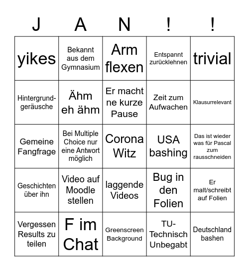 CER Bingo Card