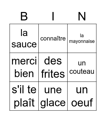 unité 33 Bingo Card