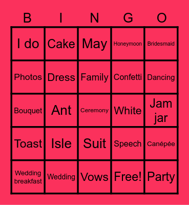 Lucy and Ant Bingo Card