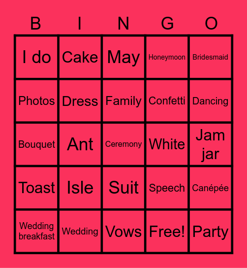 Lucy and Ant Bingo Card