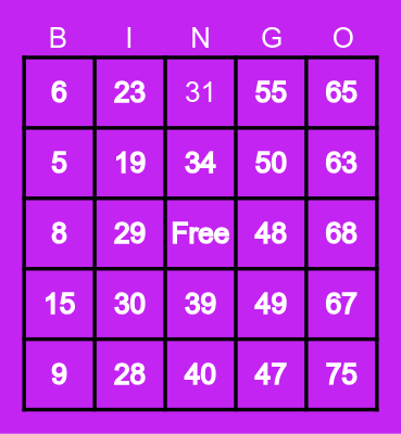 Glebe Family Fun Bingo Card
