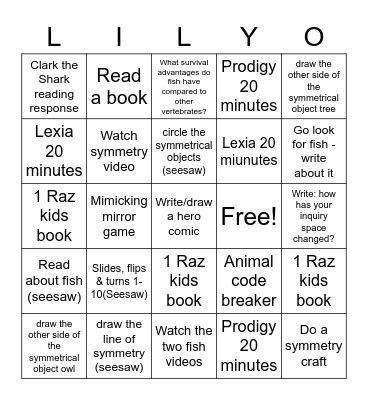 May 25-29 Bingo Card