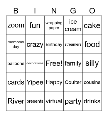 Birthday Bingo Card