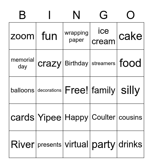 Birthday Bingo Card