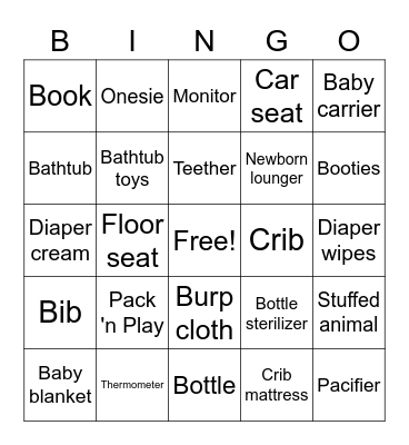 Baby Pawell Bingo Card