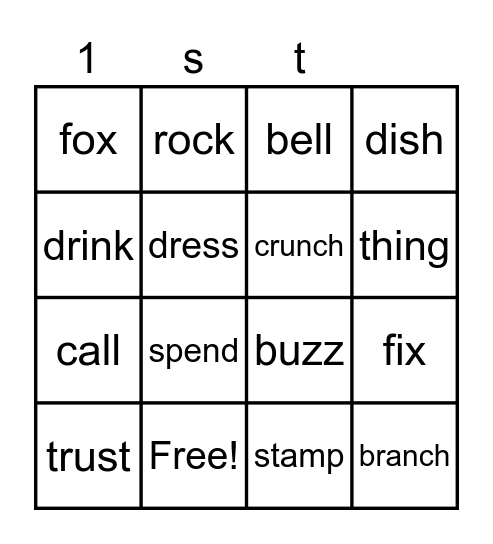 Week 9 Suffixes -s & -es Bingo Card