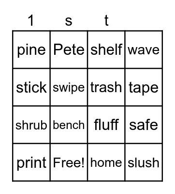 V-C-e & Closed Bingo Card