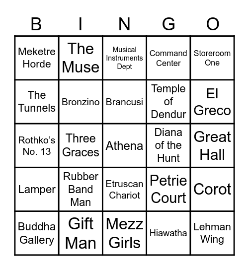 Metropolitan Stories Bingo! Bingo Card