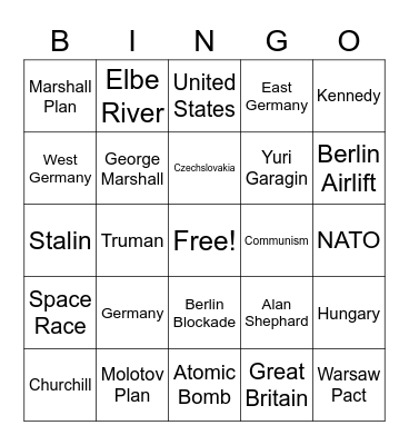 Cold War Terms Bingo Card