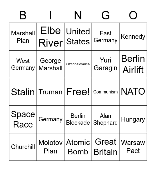 Cold War Terms Bingo Card
