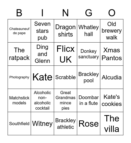 Cartwright Lockdown Bingo Card