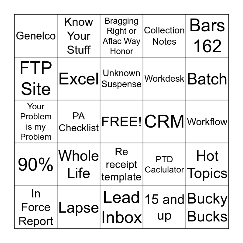 LAS PREMIUM PROCESSING Bingo Card